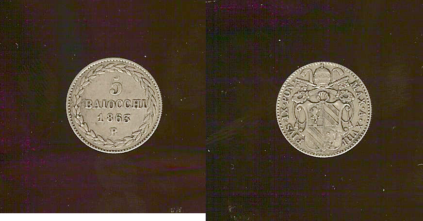 Italy Vatican 5 baiocchi 1863R EF